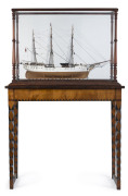 A stunning model tallship in cabinet, huon pine, cedar and blackwood, Tasmanian origin, 19th century