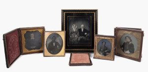 Group of five assorted ambrotype and daguerreotype portrait photographs, mid 19th century