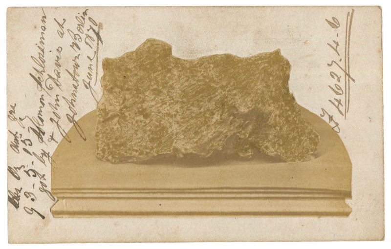 DESLANDES, John [VICTORIAN GOLD RUSH] Carte de visite format albumen print photograph of a gold nugget,