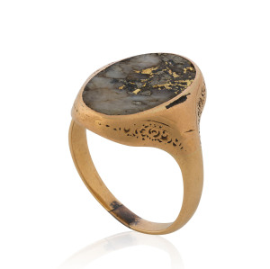 Goldfield signet ring set with gold ore specimen, mid 19th century