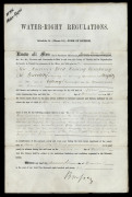 VICTORIA - District of Ballarat: December 1895 Water-Right Regulations Licence