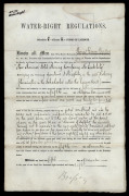 VICTORIA - District of Ballarat: December 1898 Water-Right Regulations Licence