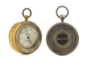 Two antique pocket barometers, nickel plate and gold plate, 19th century, (rare) - 2