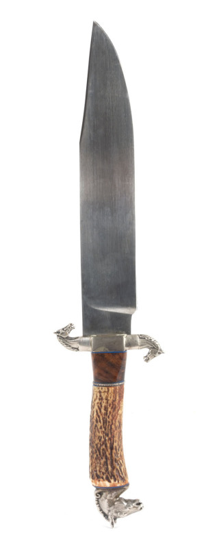 An Australian custom made Bowie knife with cast horse head ornamentation, 20th century