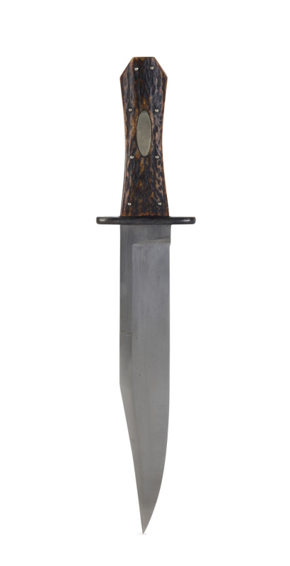 An Australian custom made Bowie knife with horn handle, 20th century