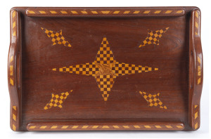 An Australian serving tray, cedar and pine inlay, late 19th century