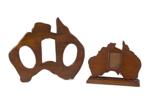 Two picture frames in the shape of Australia, blackwood and silky oak, early 20th century