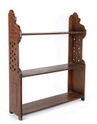 Australian cedar bookshelves with folk art carving, free standing or wall mount, South Australian origin, 19th century