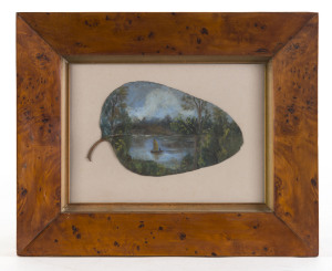 ALFRED WILLIAM EUSTACE (1820-1907) (boating scene) oil painting on gumleaf Tasmanian huon pine frame