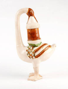 A Tang style Sancai glazed goose vessel