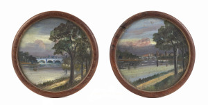 ARTIST UNKNOWN (Australian) (I) Princes Bridge (II) Yarra, pair of circular oils on card