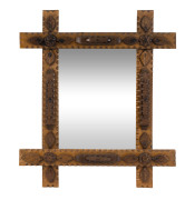 Two rare tramp art framed mirrors with leaf decoration, cedar and pine, South Australian origin, 19th century - 2