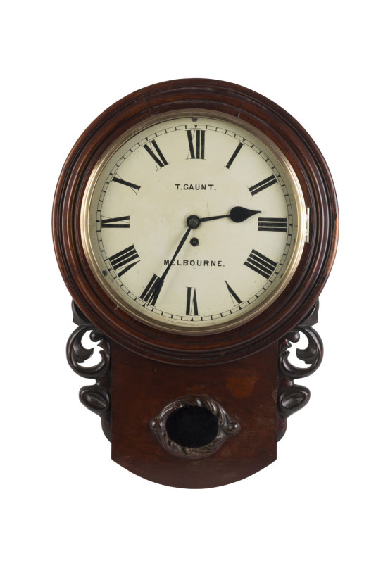 GAUNT & Co. Fusee wall clock in cedar case, circa 1880