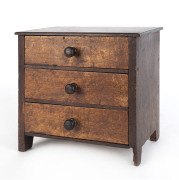 A miniature chest of three drawers, cedar, pine and hardwood, early 20th century