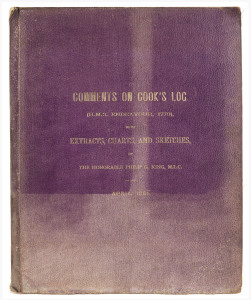 KING, Philip Gidley [1817 - 1914] Comments on Cook's Log (H.M.S.Endeavour, 1770) : with Extracts, Charts and Sketches