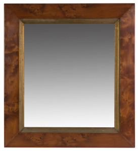 A Tasmanian birdseye huon pine framed mirror with gilt slip, mid 19th century