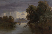 CHARLES ROLANDO (1844-1893) (Clearing Shower) oil on canvas signed lower right "Rolando" - 2