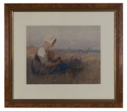 BENJAMIN EDWIN MINNS (1864-1937) "A Day At THe Seaside" watercolour on paper signed lower right "B.E. Minns" - 2