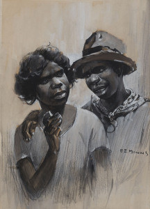 BENJAMIN EDWIN MINNS (1864-1937) (portrait of two Aboriginal women) watercolour, crayon and gouache on paper signed lower right "B.E. Minns"