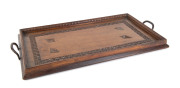 A serving tray with chip carved motif, silky oak, Queensland origin, late 19th century - 2