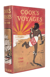 CAPTAIN COOK: A small group of (7) hardcover books, mostly with illustrated front covers, published between 1870 and 1916. Cook's Voyages presented as adventures. Mixed condition.