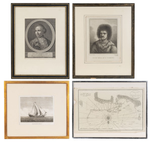 COPPER ENGRAVINGS & MAPS: A collection, mostly in frames, and mostly from various editions of Cook's Voyages. (16 items). Mixed sizes and condition.