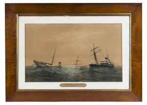 WILLIAM JAMES FORSTER (Australia, Britain & New Zealand 1840-1891) "The S.S. Keilawarra & S.S. Helen Nicol After The Collision Of The Solitaries, Dec 8th 1886, 43 Lives Lost" watercolour on paper