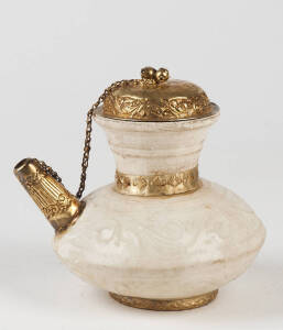 A Qingbai porcelain and gilt metal mounted Kendi