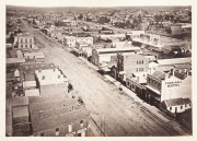 BALLARAT, TASMANIA & SYDNEY: c1870s cloth-covered photo album (dilapidated) with "TASMANIAN SCENES" in gilt to front cover; containing 54 albumen print images affixed to the thick card leaves, together with 3 additional iames loosely inserted at the back. - 5