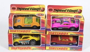 MATCHBOX: group of 1970s Lesney Era G type ‘Speed Kings’ including Nissan 270X (K42) – orange; and, Gus’s Gulper (K38) – pink; and, Mercedes 350 SLC (K-48) - red. All mint in original cardboard G type boxes (5 items)