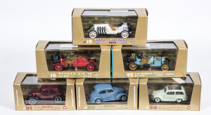 BRUMM: 1:43 group of model cars including Fiat 508 C Berlina 1100 (30) – light blue; and, Alfa 1911 Corsa (26) – black; and, Ford 999 Lake Saint Clair (25) – red. All mint in original perspex display box. (31 items)