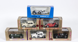 BRUMM: 1:43 group of model cars including Cyclecar 1922 Stanford (8) – metallic brown; and, 1950 Porsche 356 Cabriolet (118) – black; and, 1955 Lancia B24 Spider (131) – black. All mint in original perspex display box. (25 items)
