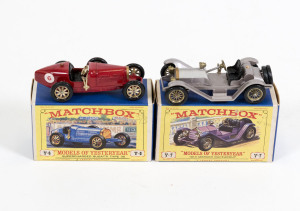 MATCHBOX: Group of 1960s D-2 and D-3 Type ‘Models of Yesteryear’ consisting of Supercharged Bugatti Type 35 (Y6); And, 1913 Mercer Raceabout (Y7). All mint to near mint in original cardboard D-2/D-3 type boxes. (4 items)