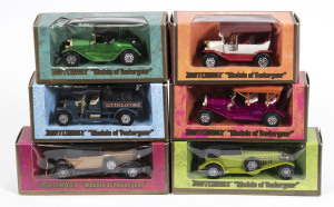 MATCHBOX: group of 1970s G Type ‘Models of Yesteryear’ including 1907 Peugeot (Y5); and, 1938 Lagonda Drophead Coupe (Y11); and, 1930 Packard Victoria (Y15). All mint to near mint in original cardboard G type windowed boxes. (8 items)