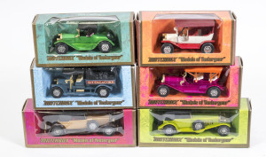 MATCHBOX: group of 1970s H Type ‘Models of Yesteryear’ including 1920 Rolls Royce Fire Engine (Y6); and, 1918 Crossley RAF Tender (Y13); and, 1931 Stutz Bearcat (Y14). All mint to near mint in original cardboard H type windowed boxes. Slight damage to som
