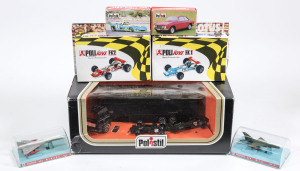 POLISTIL: Group of model cars including Carlos and Niki Formula 1 Cars (RJ851); and, Portauto Tirrell Elf (RJ106); and, Renault 4 (RJ22). All mint in original cardboard packaging. (90 items)