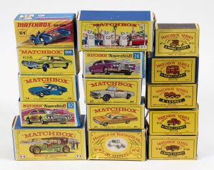 MATCHBOX: group of boxes including 1:75 Volkswagen Camper (34); and, 1:75 Hondarora (18); and, ‘Models of Yesteryear’ Mercer 1913 Raceabout Type 35J (Y7). Most mint to near mint. (45 items approx.)