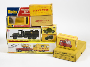 DINKY: group of boxes including Centurion Tank (651); and, Leyland Cement Wagon (419); and, Camion G.M.C. Militaire Depannage (808). Most mint to near mint. (20 items approx.)