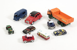 Miscellaneous group of unboxed model cars including BRUMM: Portantina Spagnolesca horse drawn carriage; and, NOREV: Chrysler New-Yorker Coupe; and, CORGI JUNIORS: Leyland Terrier (77). Mixed condition. (75 items) 