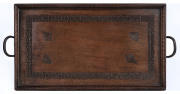 A serving tray with chip carved motif, silky oak, Queensland origin, late 19th century