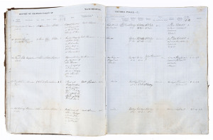 POLICING IN VICTORIA 1860 - 1914: A large leather & cloth-bound volume providing a manuscript record of "REPORT OF CHARGES TAKEN" BURRUMBEET & MINER'S REST WATCH HOUSES,