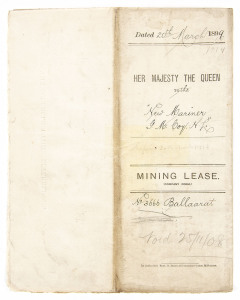 VICTORIA - District of Ballarat: December 1899 Mining Lease