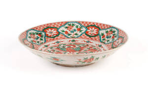 A Swatow iron-red and green phoenix dish, 37cm diameter