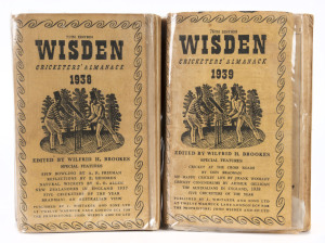 WISDENS: 1938 and 1939 editions in original linen bindings. (2) Condition is only fair.