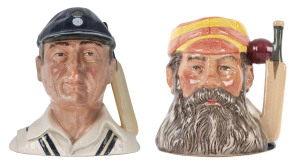 Toby Jugs by Royal Doulton: "The Hampshire Cricketer" [D6739] issued in 1985 (#4088/5000) and "The Champion W.G.GRACE 1848-1915" [D6845] issued in 1989. (2) both in very fine condition.