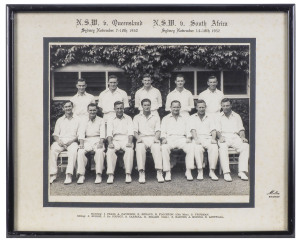 1952 New South WalesTeam, official team photograph by Melba of Sydney, with the title 'N.S.W. v. Queensland, Sydney November 7-10th, 1952" and 'N.S.W. v. South Africa, Sydney November 14-18th, 1952', and with the players names printed on the mount below. 