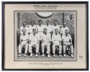 1954 New South WalesTeam, official team photograph by Melba of Sydney, with the title 'N.S.W. Cricket Association - New South Wales v. South Australia, Sydney Cricket Ground, 19th-23rd February, 1954', and with the player's names printed on the mount belo