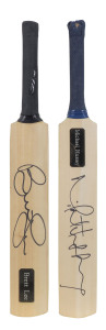 MINIATURE BATS, (2) one signed by Brett Lee; the other by MICHAEL HUSSEY. Each  38cm long and both with engraved label.