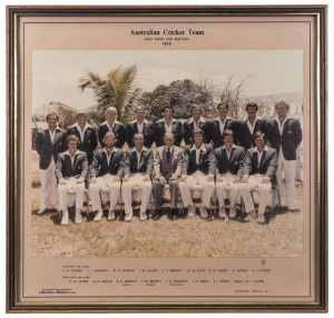 Australia v West Indies, 1978: Official Australian team colour photograph titled "Australian Cricket Team - West Indies and Bermuda 1978" in the mount above and with the names of the team and officials in the mount below. The photograph, taken in Kingston
