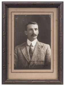 James IREMONGER [1876-1956] portrait photograph, circa 1911, signed in pen "Yours sincerely, J. Iremonger".Iremonger, visited Australia with the English Team in 1912, but was unlucky enough not to be selected for any of the Test matches. Iremonger played 